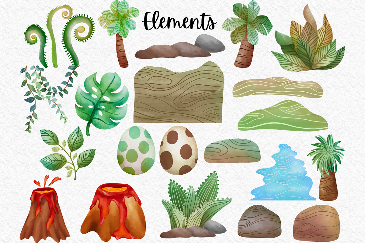 Cute Dinosaurs V2 watercolor clipart, an Illustration by AkiraVilla (Photo 3 of 10)