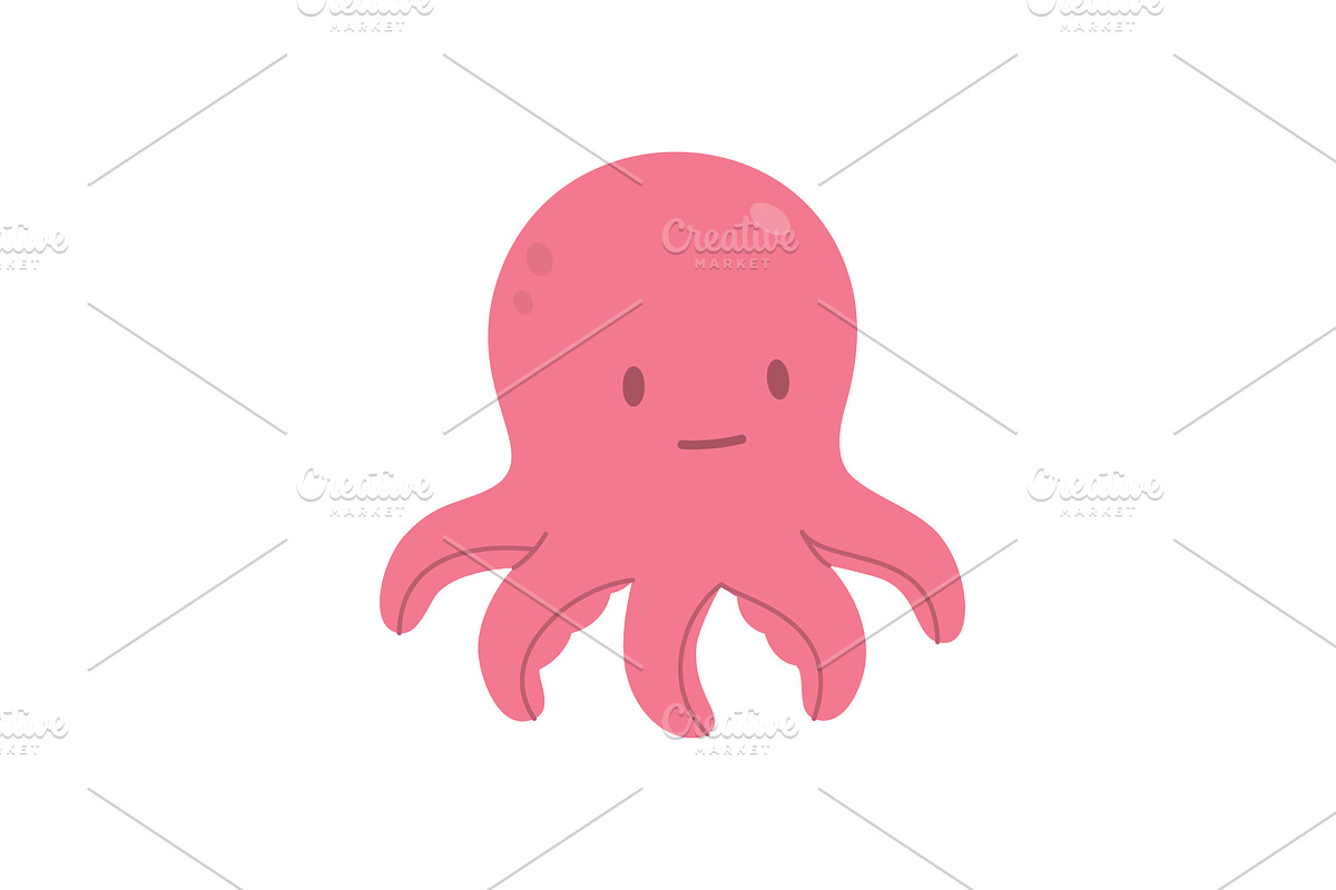 Cartoon octopus with blank face, an Animal Illustration by GraphiShop