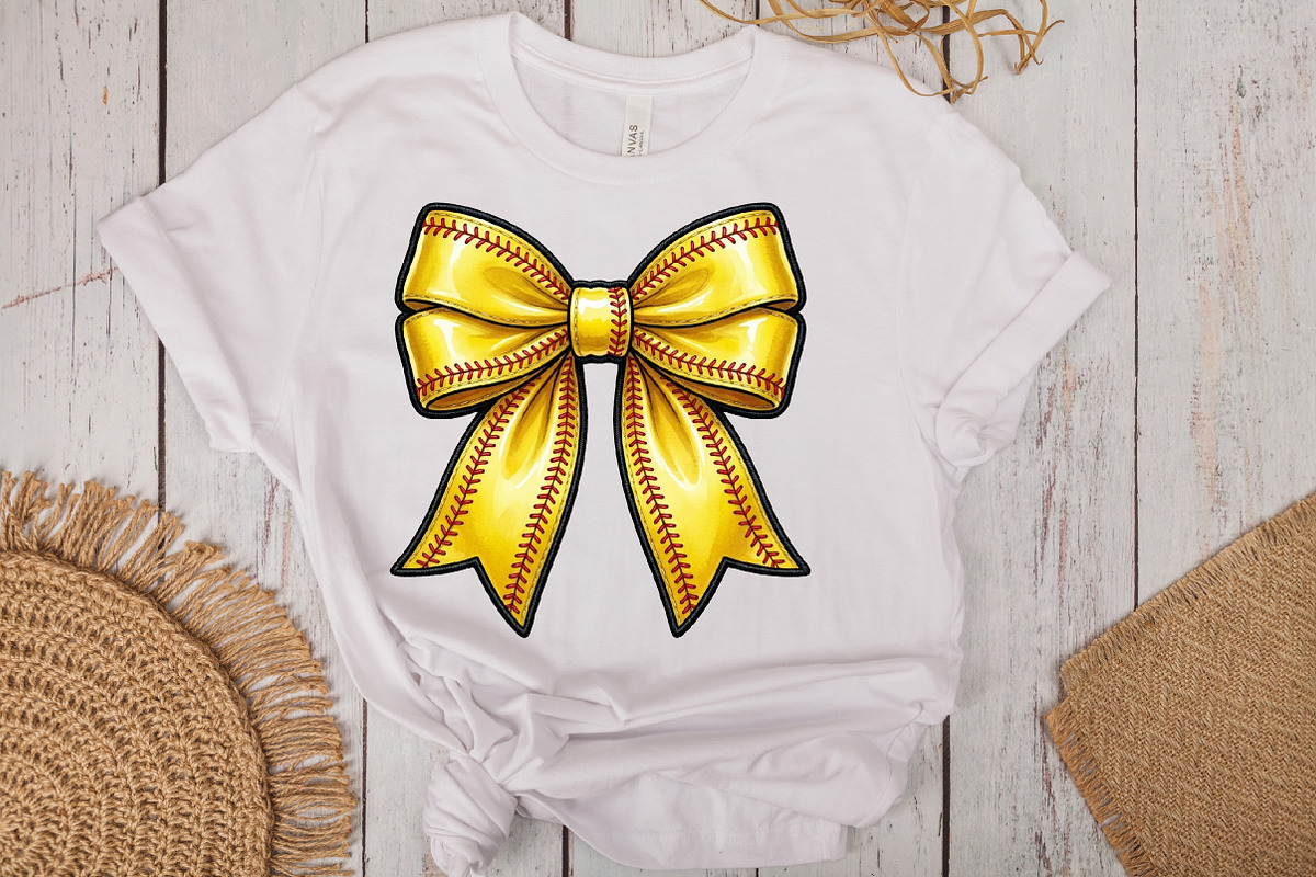 Softball Coquette Bow Png, an Illustration by CraftArtStudio (Photo 2 of 4)