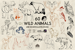 Wild Animals Line Art + Procreate