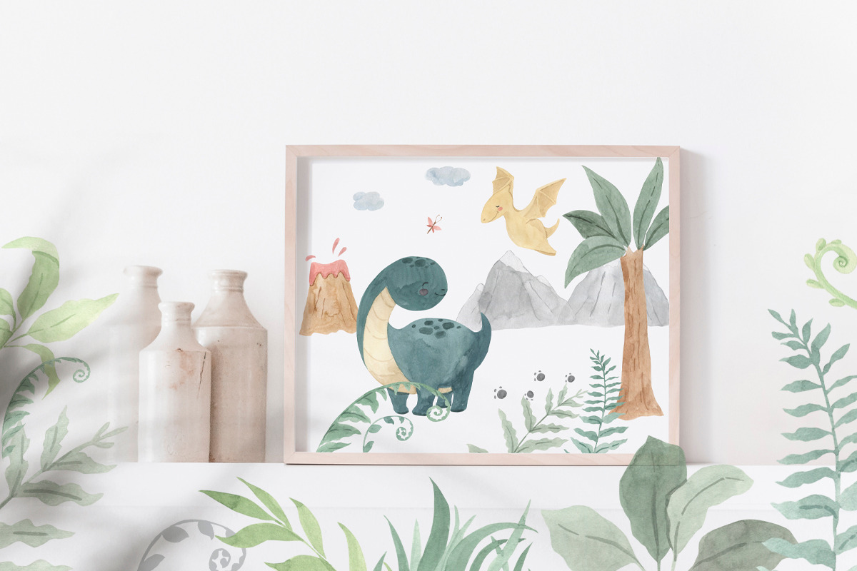 DINOSAUR watercolor clipart., an Animal Illustration by OlliArtDesign (Photo 6 of 12)