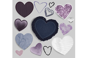 Heart collage set with textures, an Illustration by art PVP - market