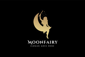 Simple Moon And Fairy Logo Template