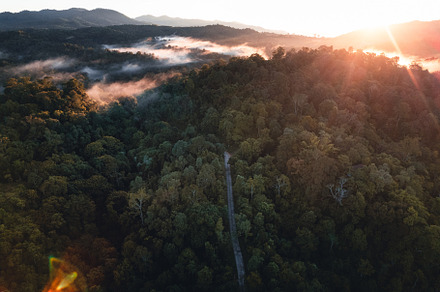 Mountains and trees at a rural village, high angle in the mornin, a Nature Photo by Art Rachen