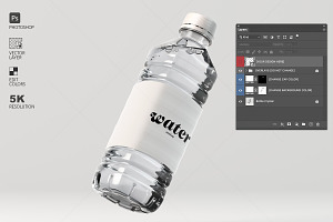 Water Plastic Bottle Mockup