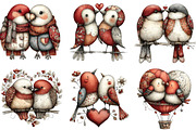 Whimsical Valentine Love Birds PNG, an Illustration by CraftArtStudio (Thumbnail 6 of 6)