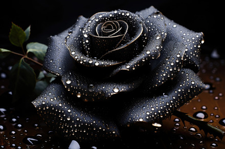 Black rose with dew drops on a dark, a Photo by Iftikhar Alam