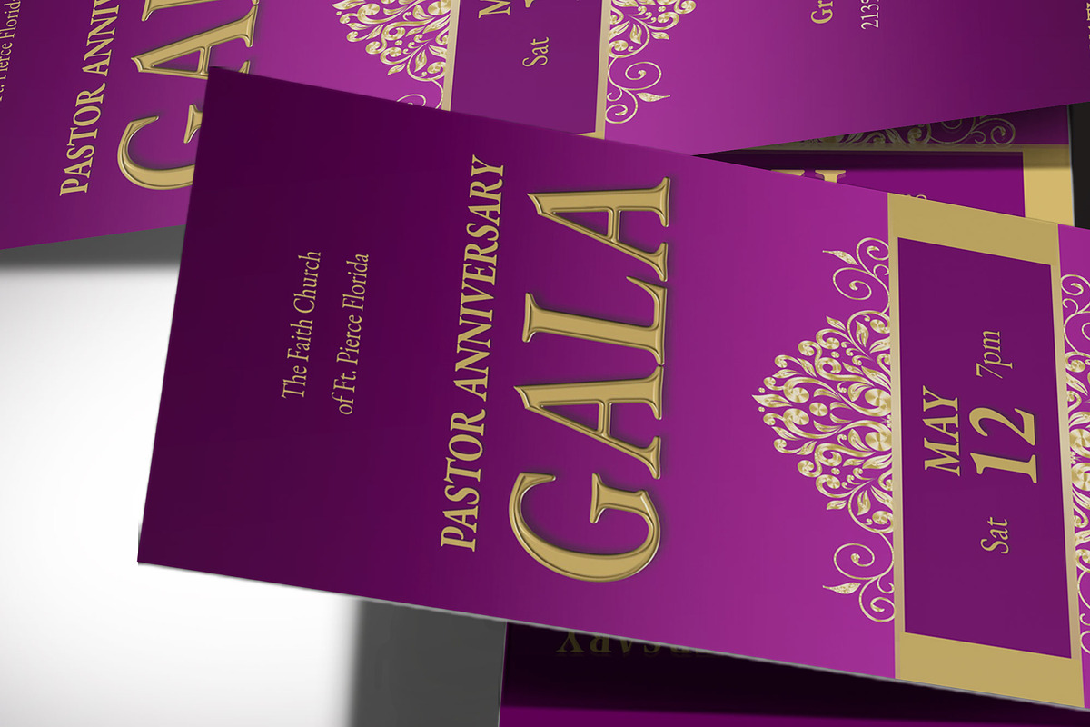 Pastor Anniversary Gala Ticket Word, a Card Template by Four C Graphic (Photo 7 of 10)