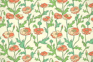 Pastel colored poppy flowers pattern