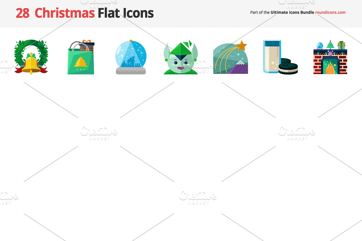 28 Christmas Flat Icons preview 2