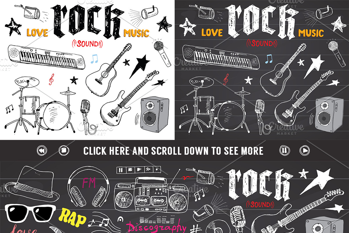 Music Sketched Doodles Vector Set, an Object Illustration by Lemon Workshop (Photo 3 of 3)