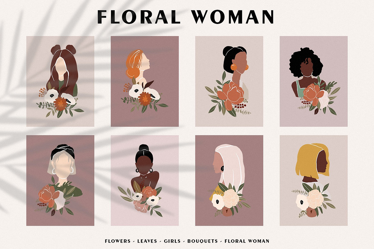 ABSTRACT BUNDLE - woman, flowers, a Person Illustration by Spark Studio Brushes (Photo 2 of 25)