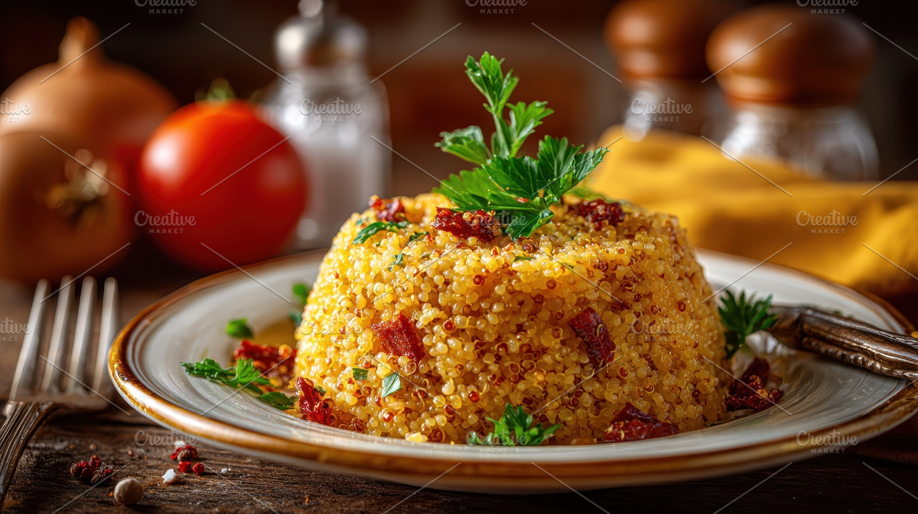 Delicious Quinoa Dish Sun-dried Toma, a Photo by Pixeness Studio