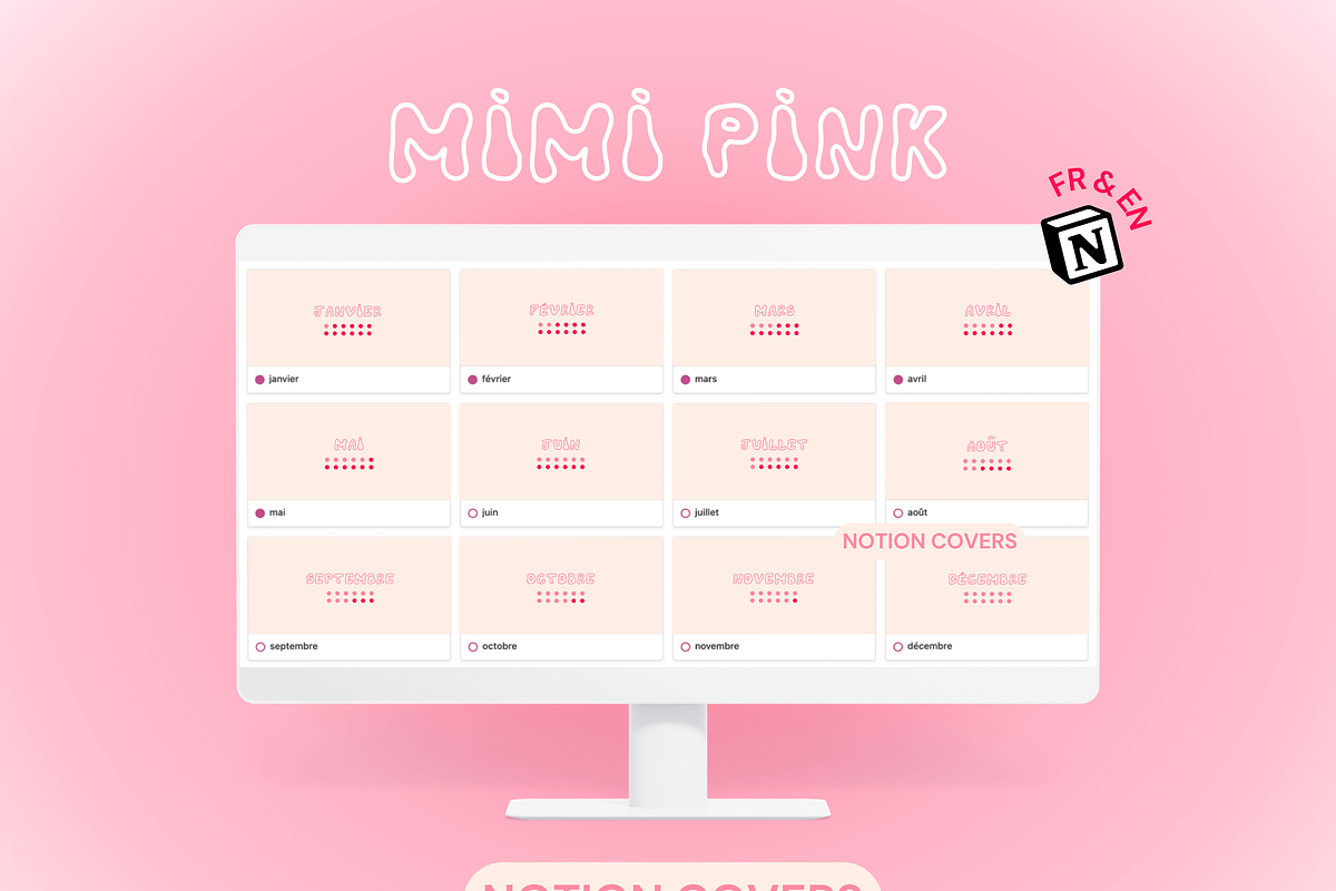 Mimi pink - 24 notion covers pack, a Design Template by Iasan Design (Photo 1 of 8)