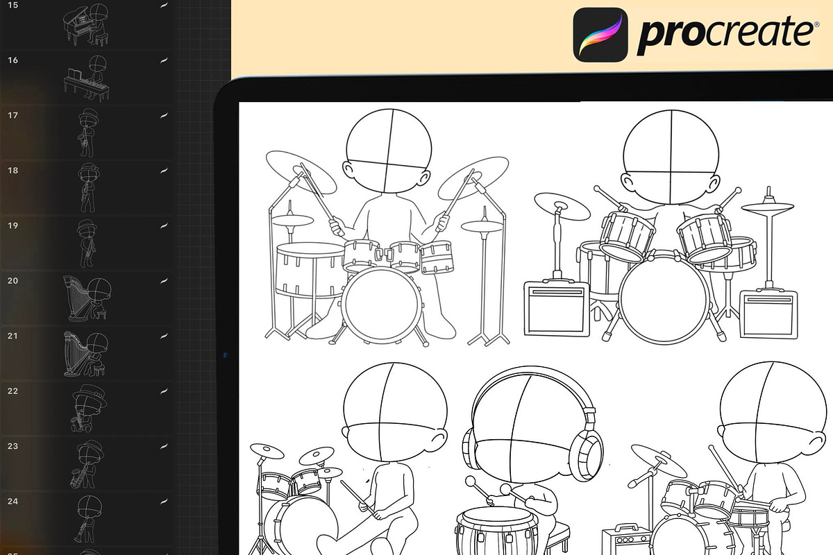 Procreate Chibi musician Stamps preview 4