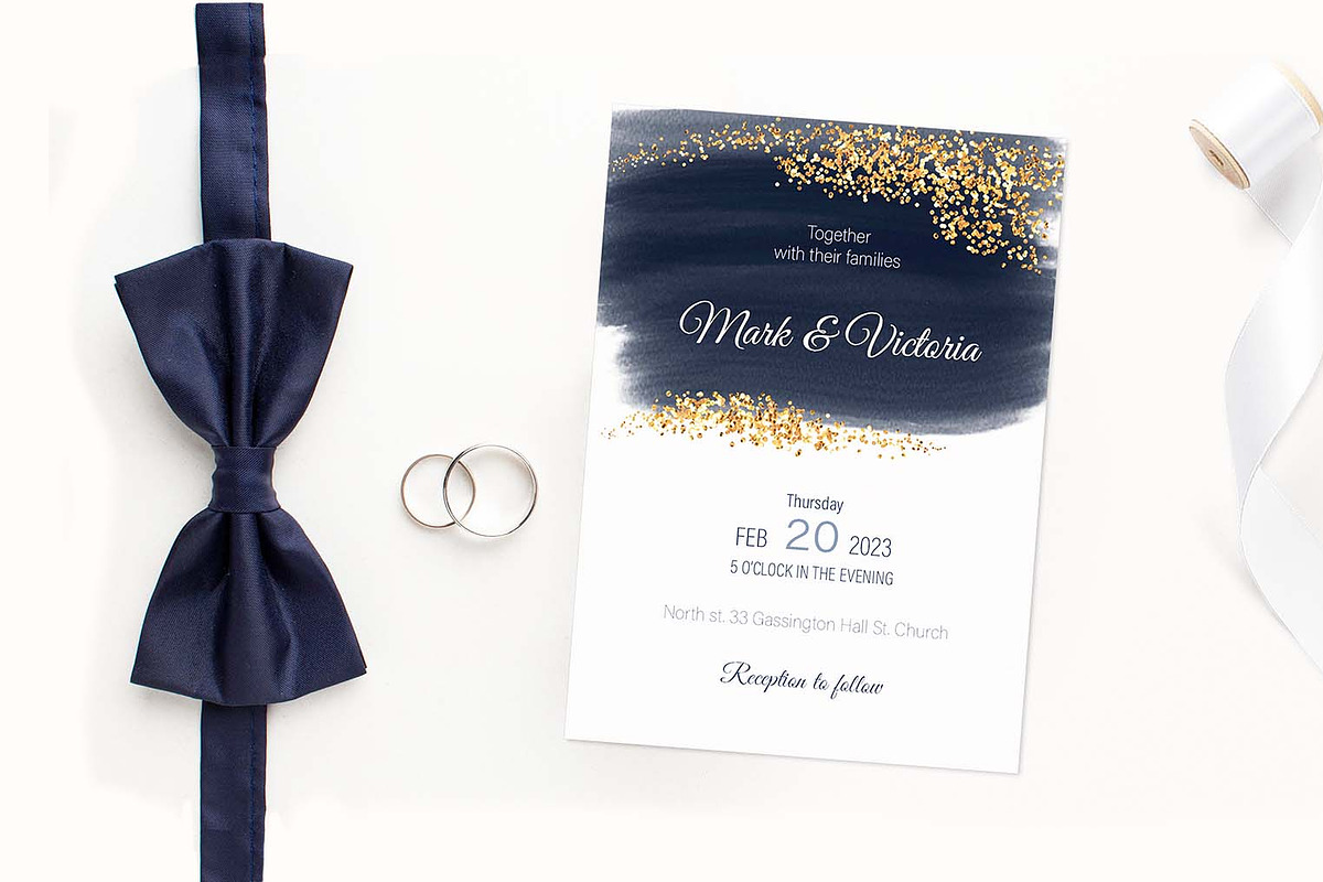 Indigo & Gold Brush strokes and spla, a Texture Graphic by My Wondercolor (Photo 6 of 7)