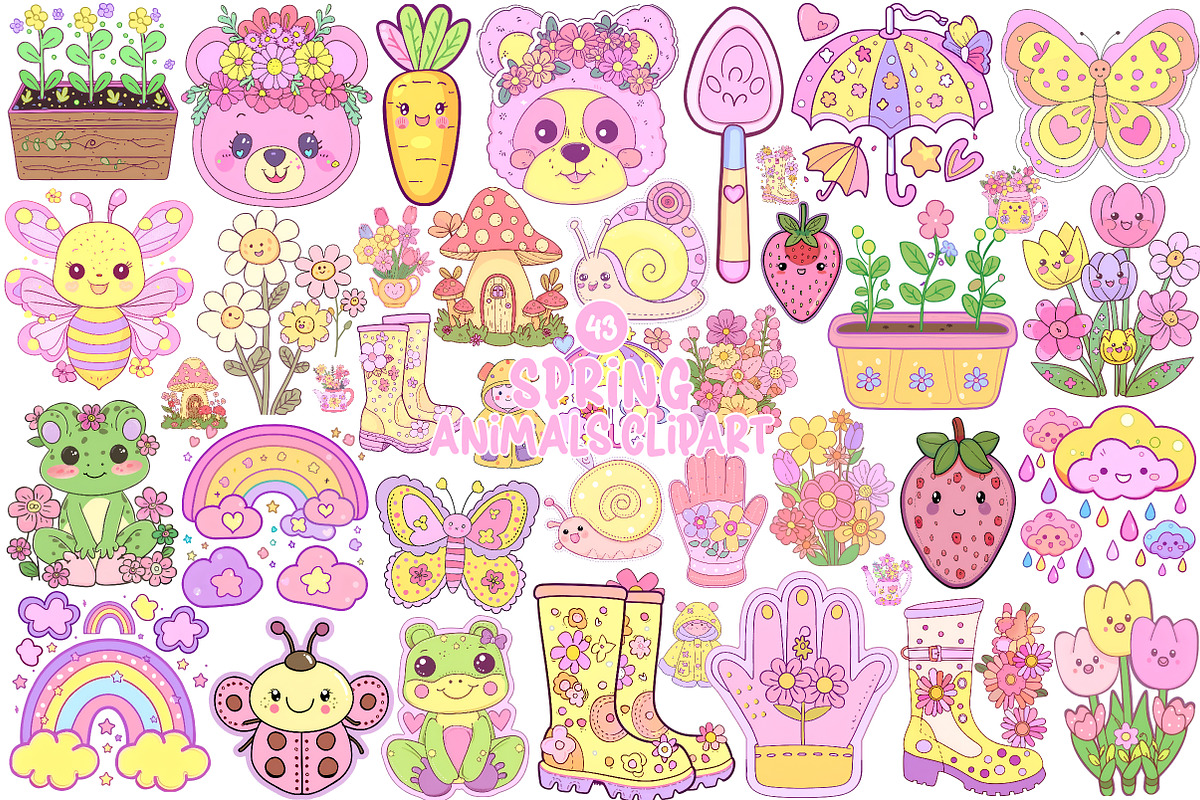 Spring Animals Clipart, an Illustration by SinaCreation (Photo 1 of 11)