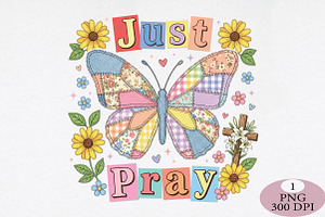 Just Pray Faux Quilted Religious PNG, an Illustration by Daily.Designs