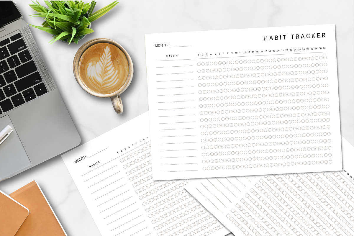 Monthly Habit Tracker Printable, a Stationery Template by AntDesignStudio (Photo 6 of 8)