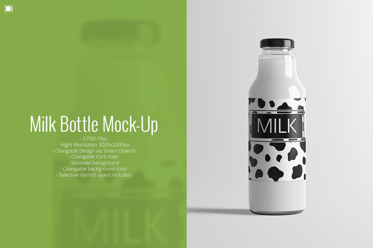 Milk Bottle Mock-Up, a Packaging Mockup by AY Mock-Ups (Photo 1 of 3)