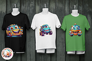 Watercolor Cute Little Cars Cliparts, a Background Graphic by Negarin Digital Art (Thumbnail 9 of 11)
