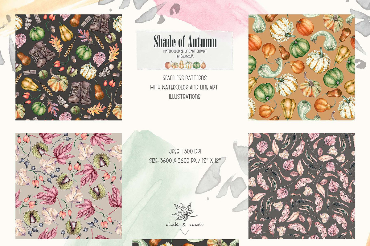 Shade of Autumn Watercolor Clipart, a Decorative Illustration by BalanceUA (Photo 17 of 18)