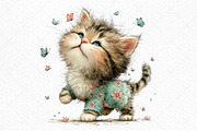 Whimsical Spring Cats Clipart, an Illustration by Craft Nest (Thumbnail 9 of 11)