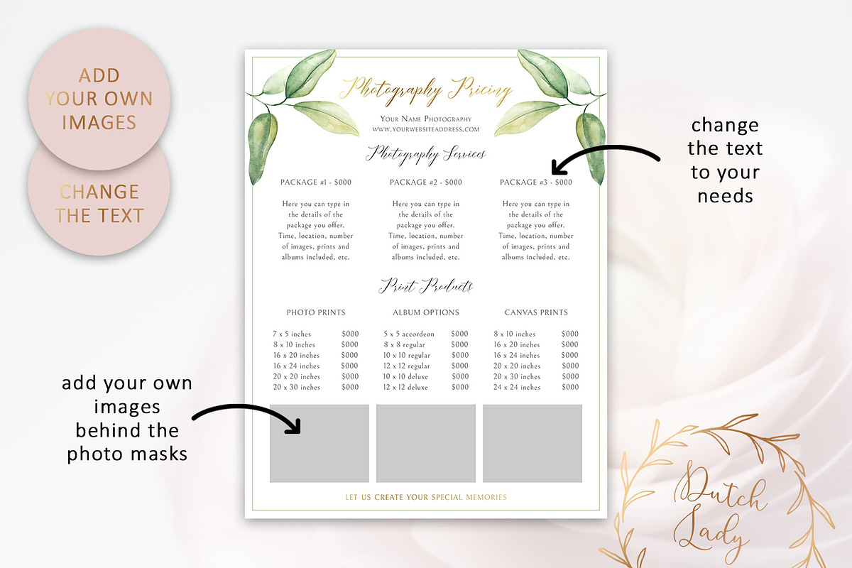 PSD Photography Pricing Guide #10, a Flyer Template by The Dutch Lady Designs (Photo 3 of 6)