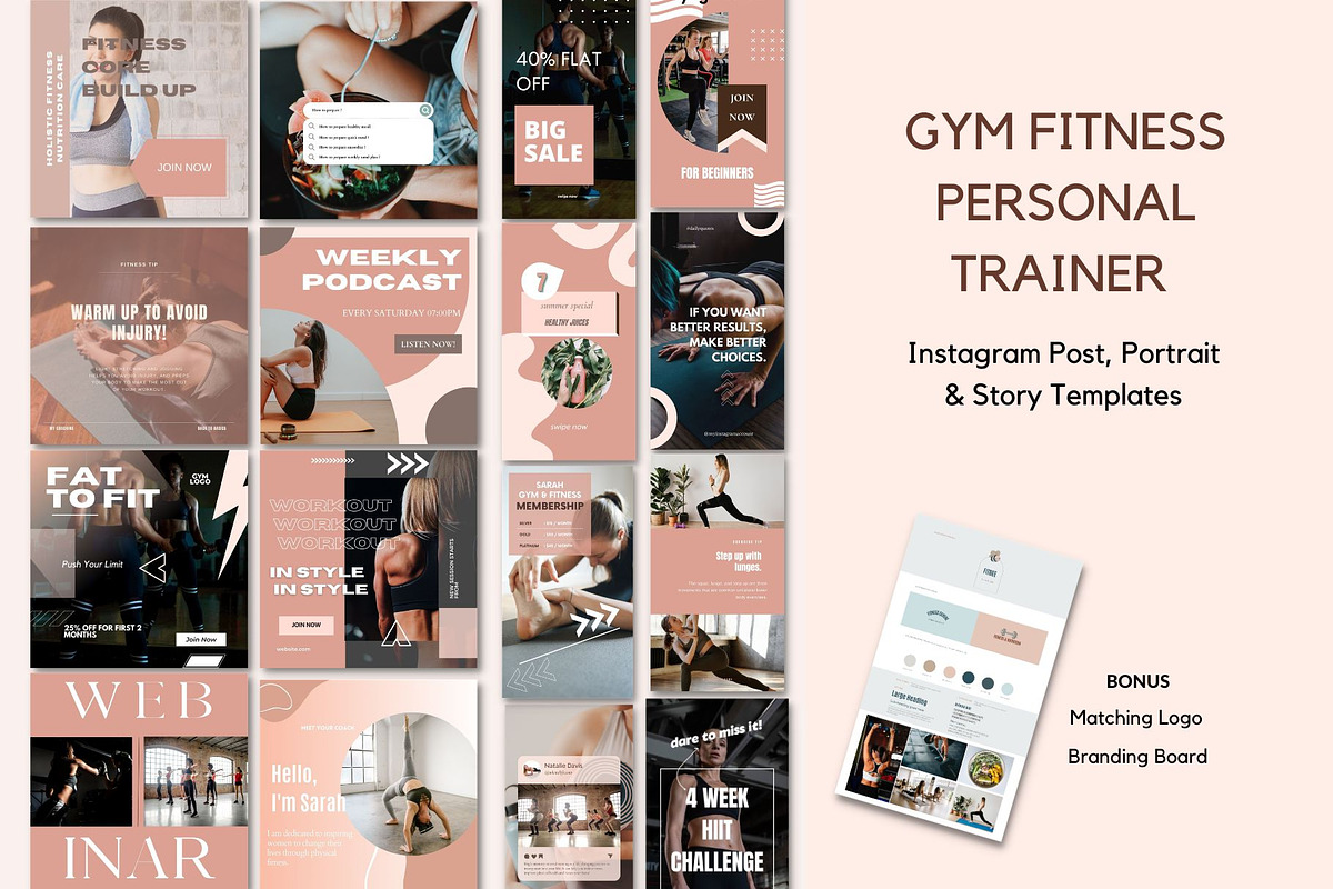 Fitness Coach Instagram Templates, a Social Media Template by Deepa Template Studio (Photo 6 of 18)