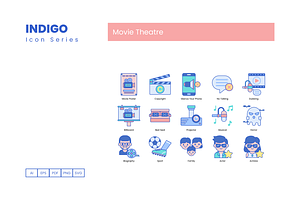 75 Movie Theater Icons - Indigo