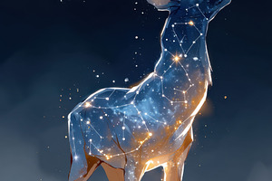 Mystical deer in a cosmic aura, an Animal Photo by AlyaAnd