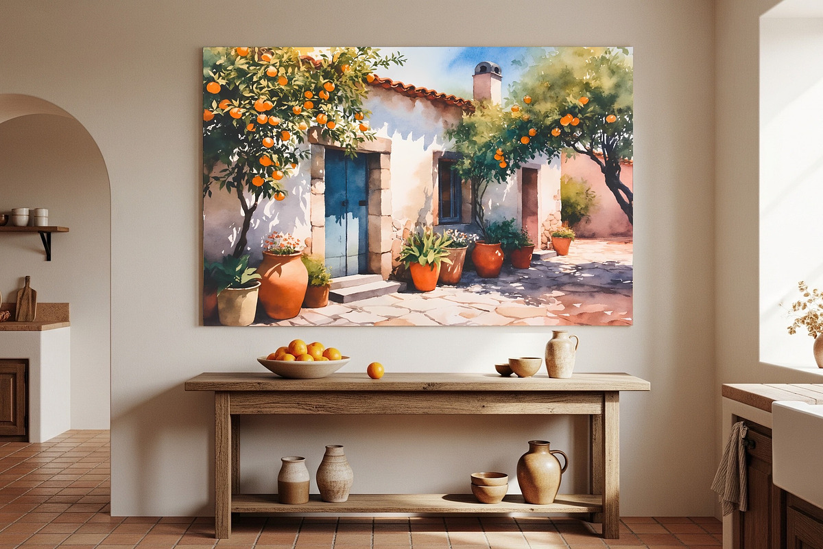 Mediterranean Orange House Art, a Background Graphic by Floraphoria (Photo 3 of 10)