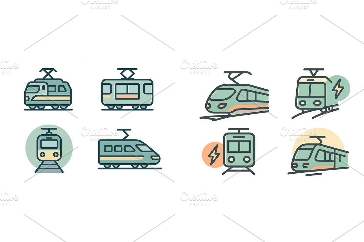 Collection of colorful train, a Transportation Illustration by ZinetroN