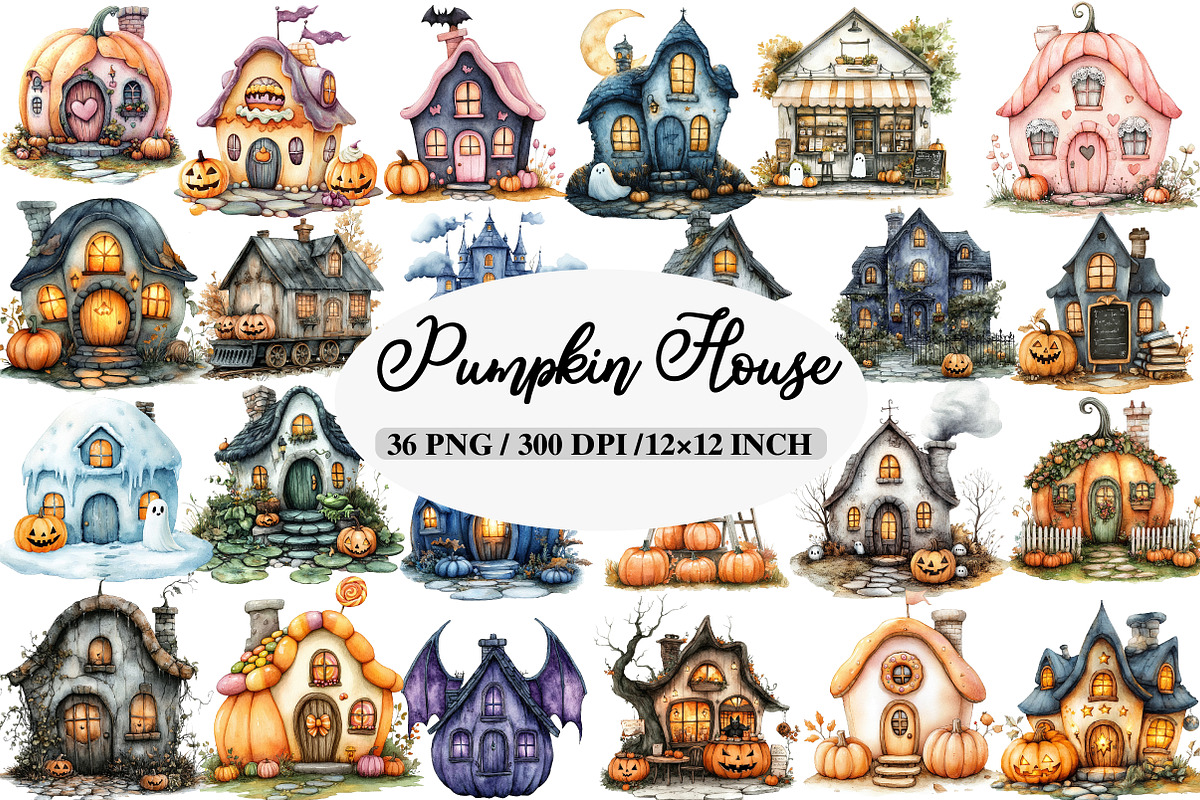 Halloween Pumpkin House Clipart, an Illustration by Daily.Designs (Photo 1 of 5)