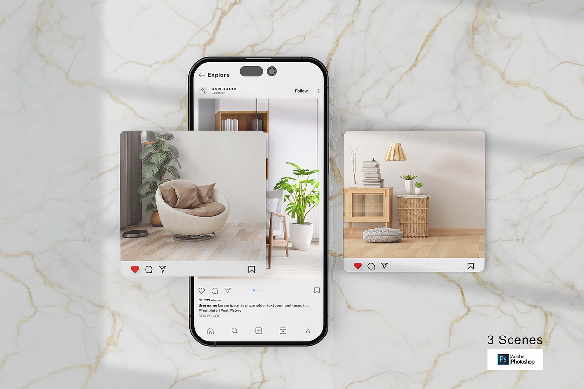 Instagram Post Mockups, an Advertising Mockup by Alhaytar (Photo 1 of 3)