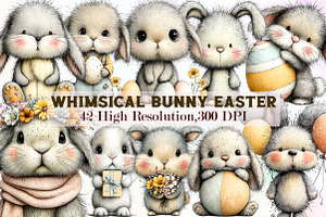 Whimsical Bunny Easter Clipart, an Illustration by Sublimation Artist