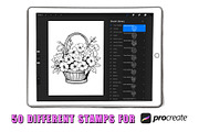 50 Flower Basket Procreate Stamps, a Brush Add-On by Procreate Sale (Thumbnail 2 of 6)