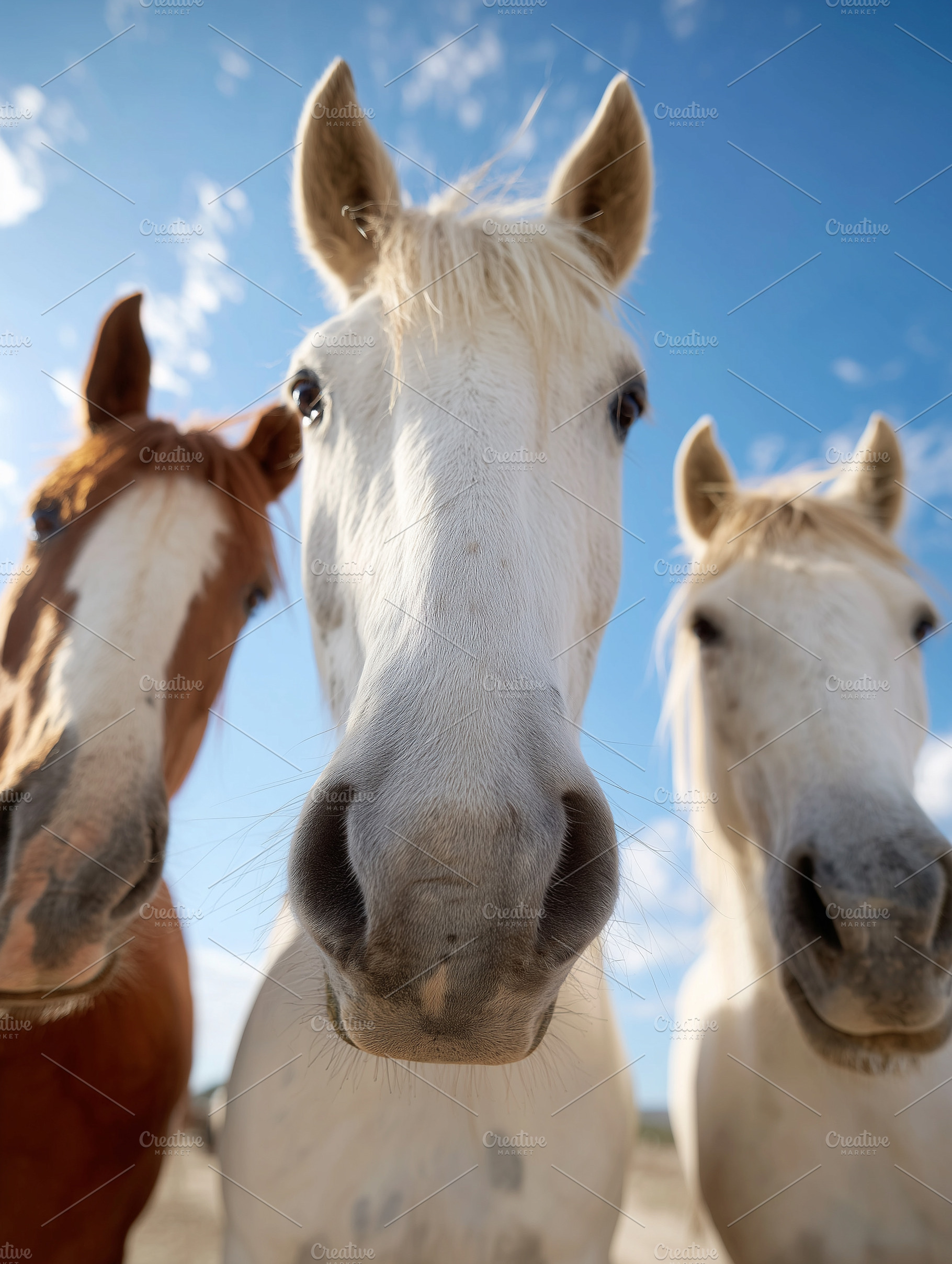Three curious horses looking, an Animal Photo by MistyDay