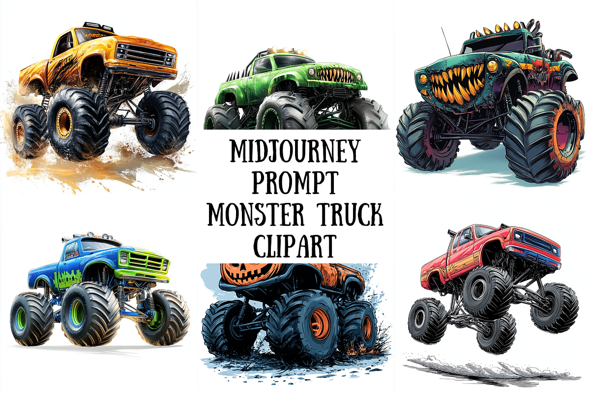 Prompt Monster Truck Clipart, a Decorative Illustration by Creative design (Photo 1 of 7)