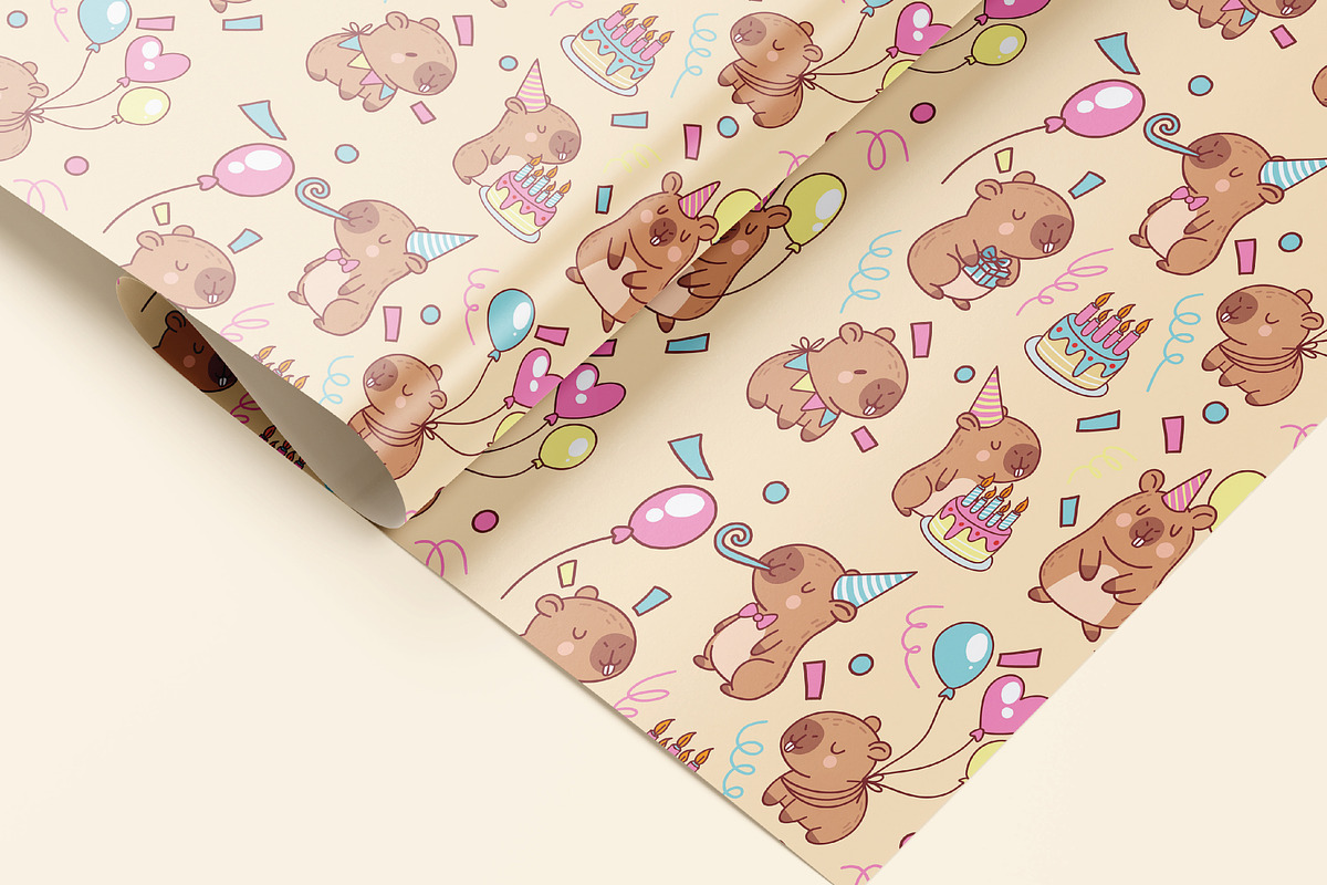 Capybara Party Sticker Set, Pattern, a Graphic by Dori Debreceni draws (Photo 4 of 8)