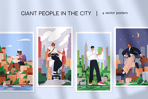 Giant people in city. Urban cards, a Person Illustration by Good Studio