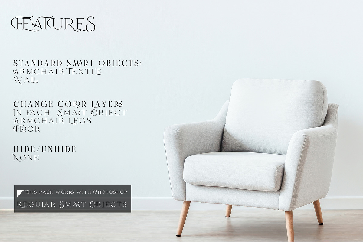Armchair Upholstery Mockup, a Product Mockup by mock-ups (Photo 3 of 15)