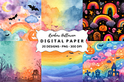 Rainbow Halloween Backgrounds, a Background Graphic by PcuDesigns Illustrations (Thumbnail 1 of 3)