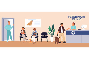 Pet clinic reception room. People, a Healthcare Illustration by Vectorbuum
