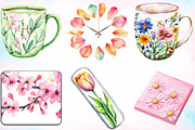 Watercolor Spring Office Day Clipart, a Seasonal Illustration by Canvas Craft (Thumbnail 2 of 3)