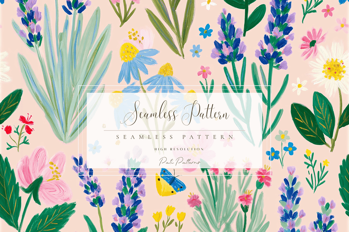 Lavender Floral Seamless Pattern PNG, a Pattern Graphic by Pati Charm Studio (Photo 1 of 6)