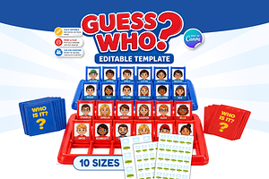 Guess Who Template Canva Editable, a Card Template by Snapybiz