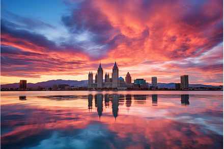 Tranquil Salt lake reflection sky, a Nature Photo by Ylivdesign