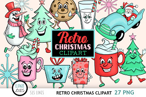 Retro Christmas Clipart 1950s