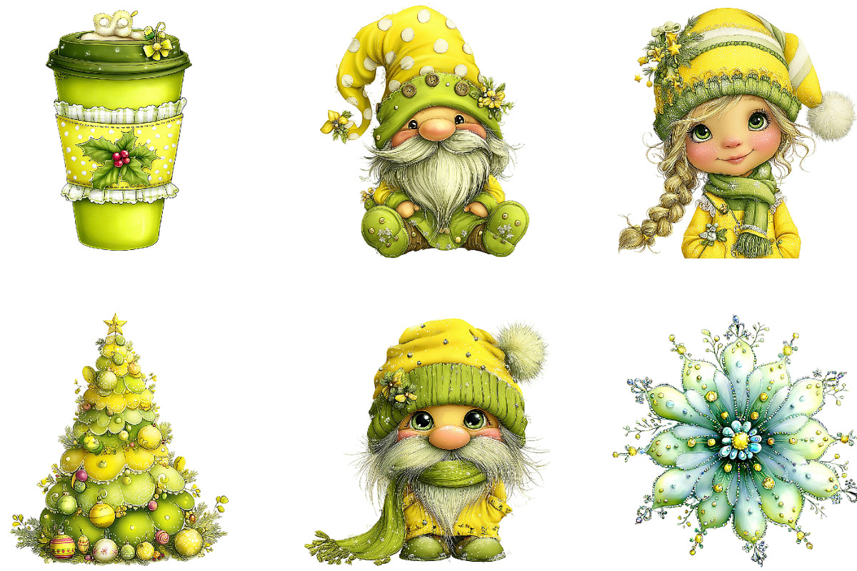 Christmas Gnomes Clipart Set, a Seasonal Illustration by CreationArt (Photo 2 of 5)